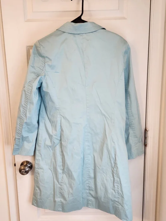 Womens Sigrid Olsen Button Down Pea Coat Light Blue Size Petite L #1171 - Picture 3 of 5